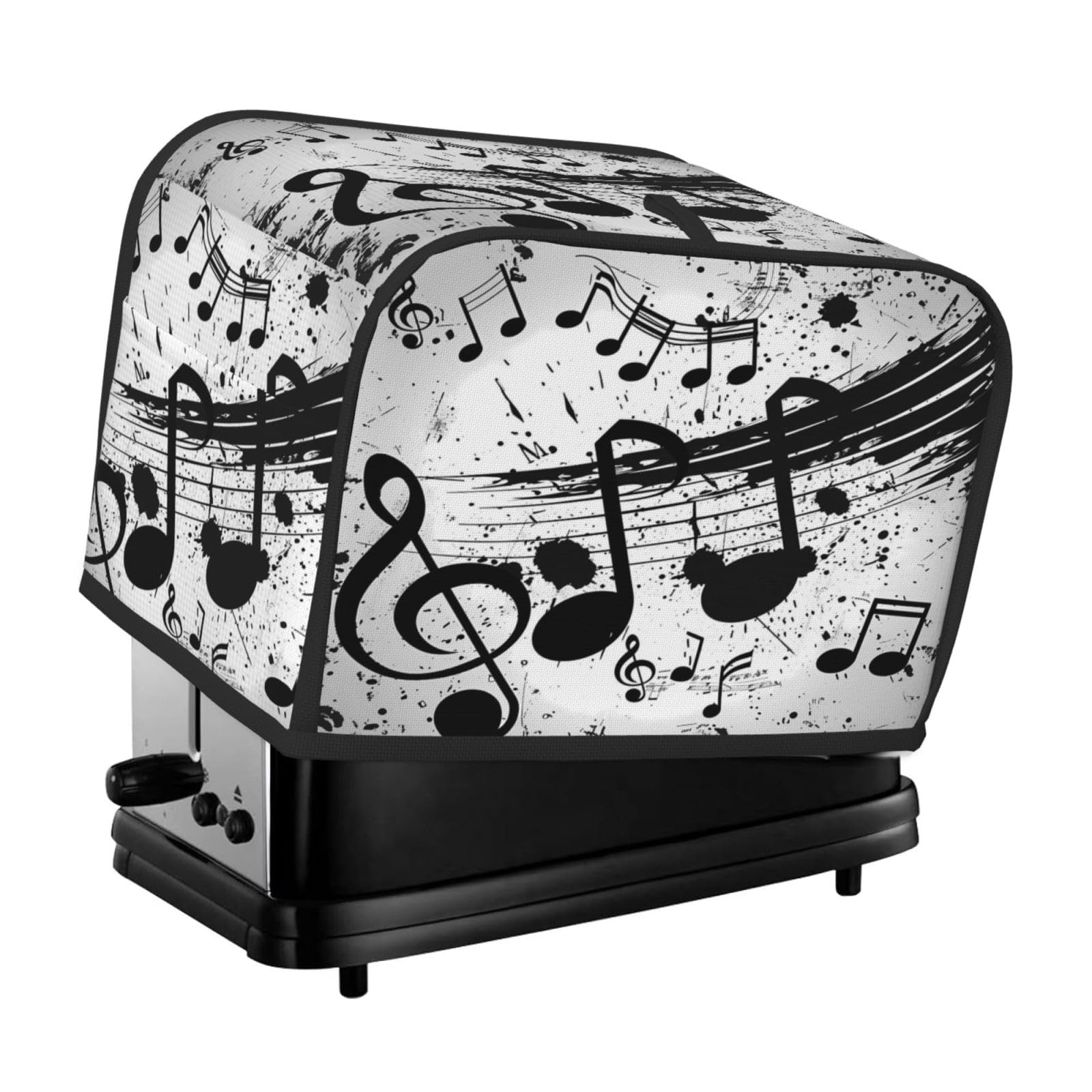 Cavizow Retro Music Notes Pattern Toaster Cover 2 Slice Wide Slot Dustproof Waterproof Kitchen Appliance Covers with Hanging Loop Bread Baker Toaster Protector