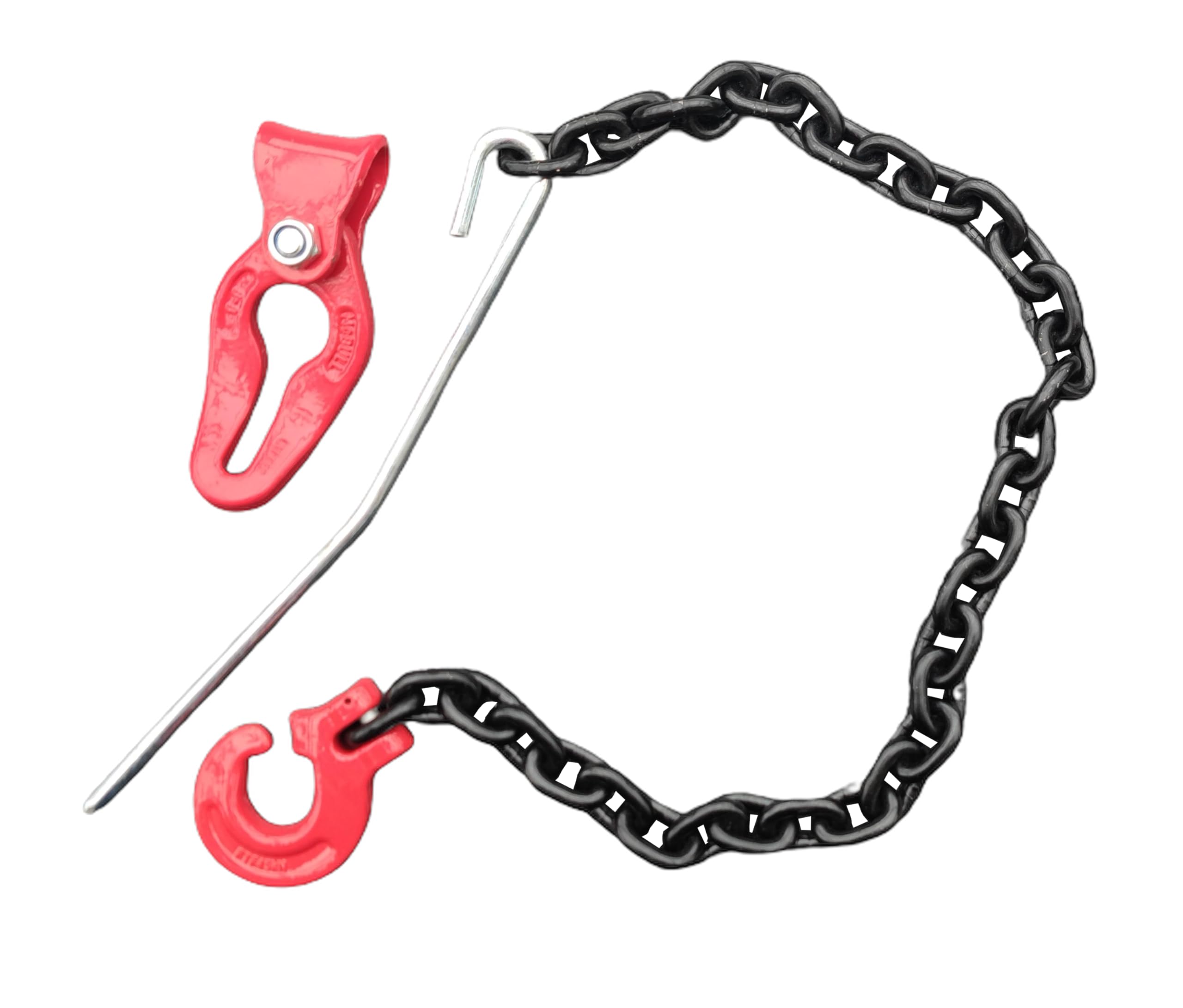 Forstkette Rückekette 8mm 4000daN Nutzlänge: 2m Forsthaken GK8 schwarz lackierte Kette nach EN818-2 hochfest und geprüft mit Seilgleitbügel