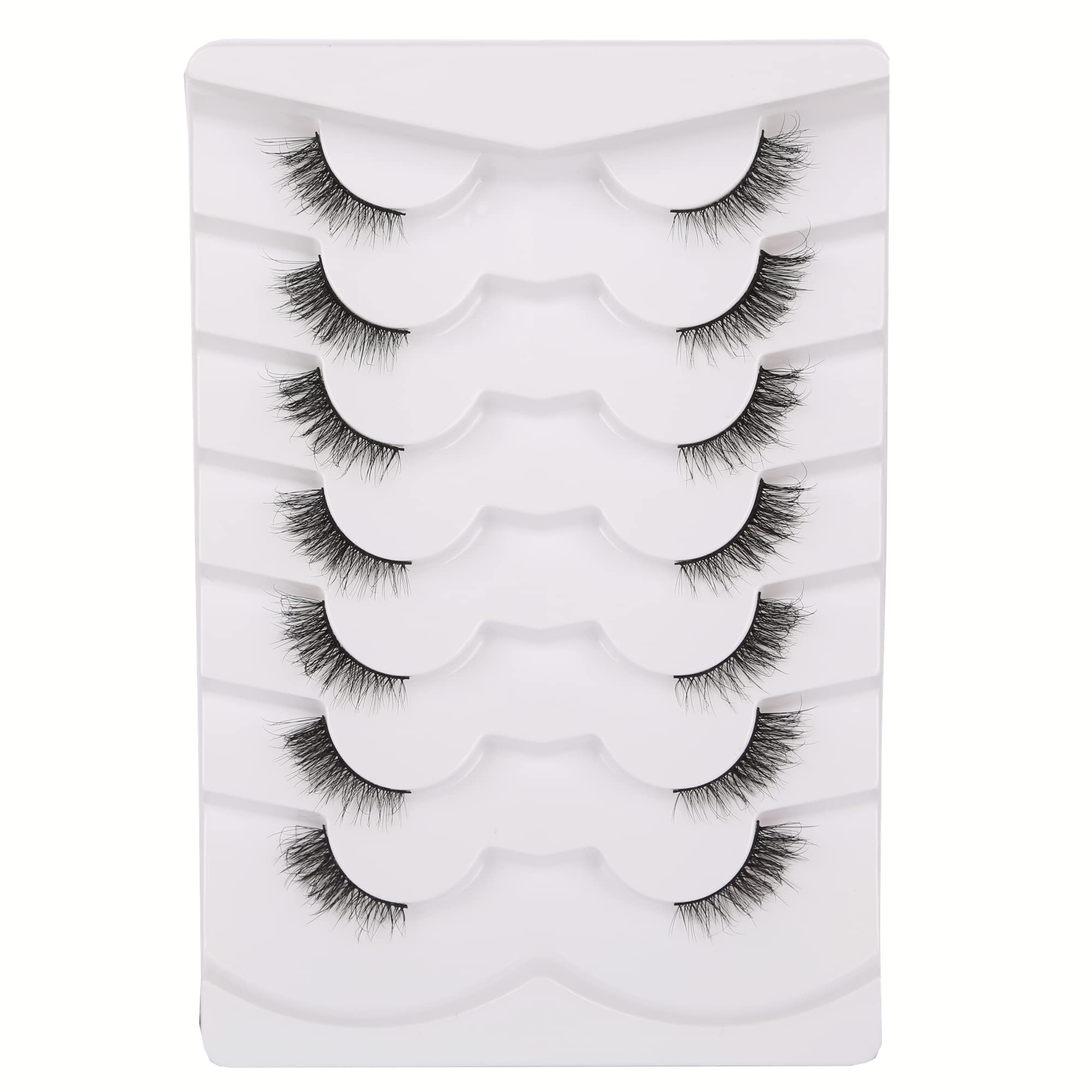 GMAGICTOBO Fluffy Half Lashes Wispy Short False Eyelashes Natural Look Cat Eye Lashes Pack 3D Criss-Crossed Lashes Strips 7 Pairs Multipack