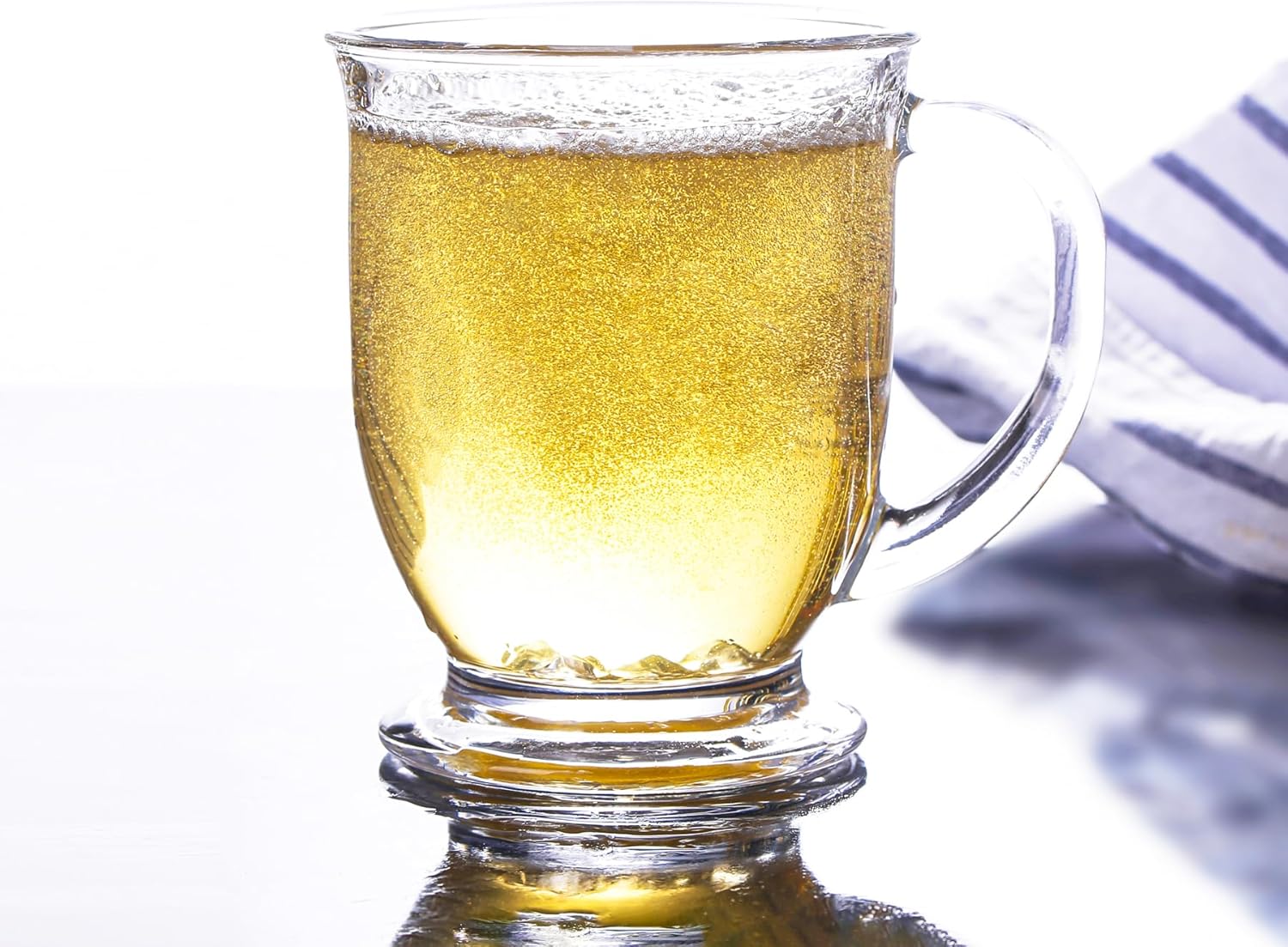Glass Coffee Mugs Set of 6-15 OZ Clear Glass Tea Cups with Handle - Large Mugs for Tea, Espresso, Coffee, Cider, Hot Chocolate, Dishwasher Safe
