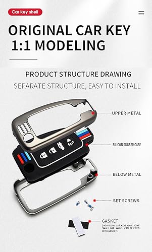 Miniatura 5 de SANRILY Funda de silicona y aleación de zinc luminosa de 4 botones para llavero Nissan Rogue Sentra Pathfinder 2023 NV200 Versa Flip plegable llave