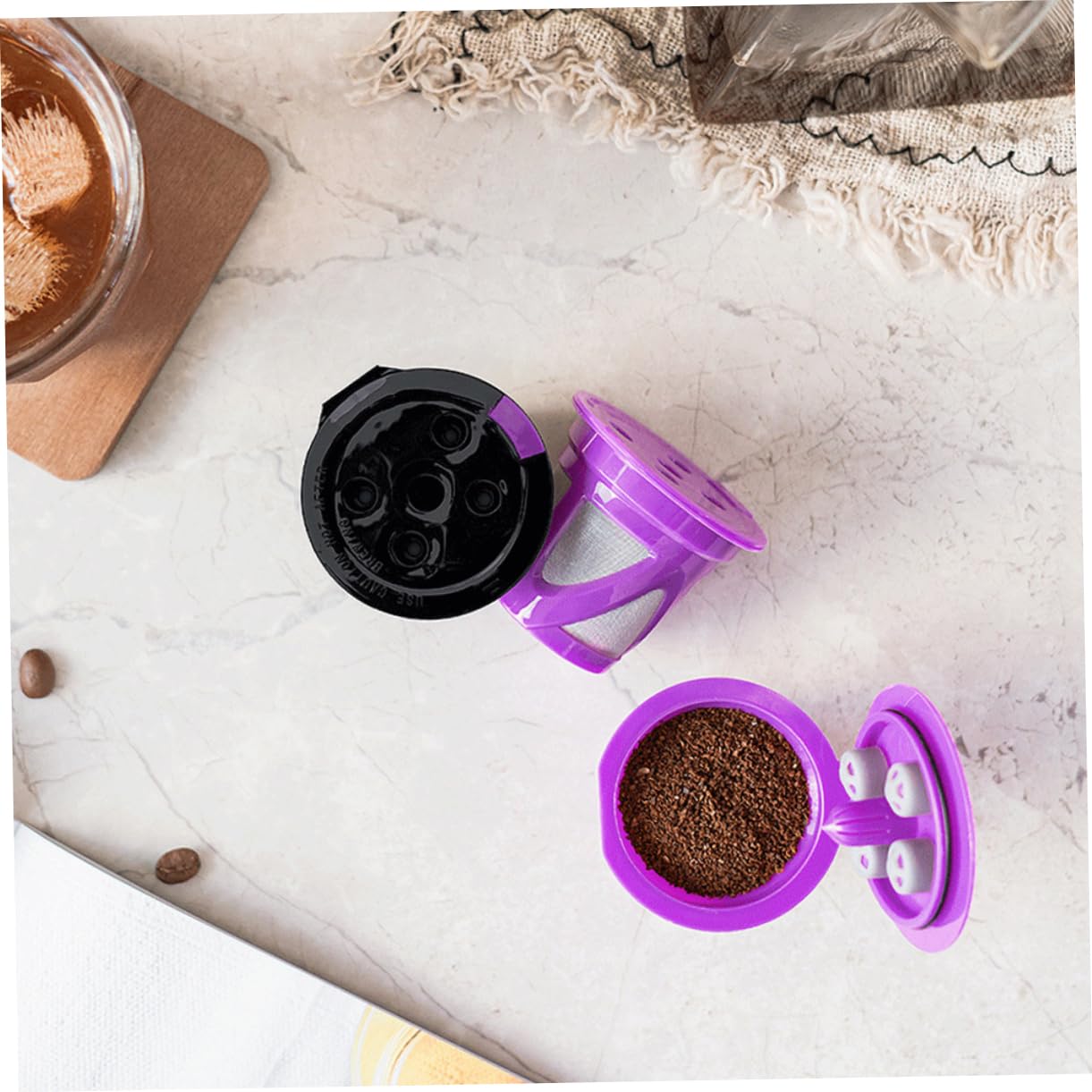 ABOOFAN 10 Pièces capsule de café tasses à café avec couvercles café réutilisable cafetière concentré de café filtre tasse de passoire à café gobelets réutilisables pour le café corbeille