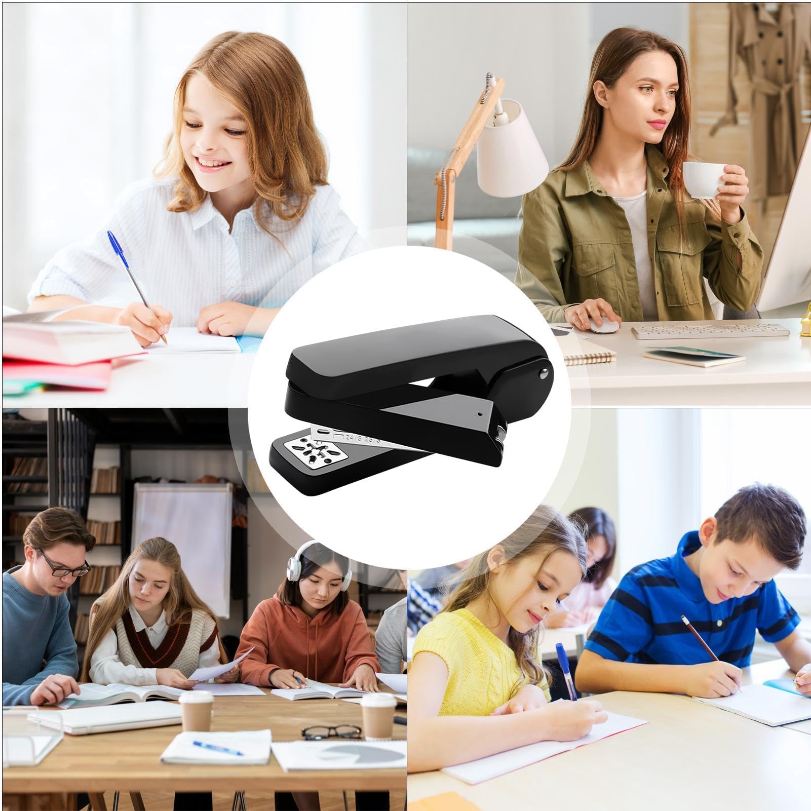 Cucitrice a braccio lungo, rotazione a 360 gradi, capacità 50 pagine, multifunzionale per ufficio e scuola, ideale per rilegare opuscoli