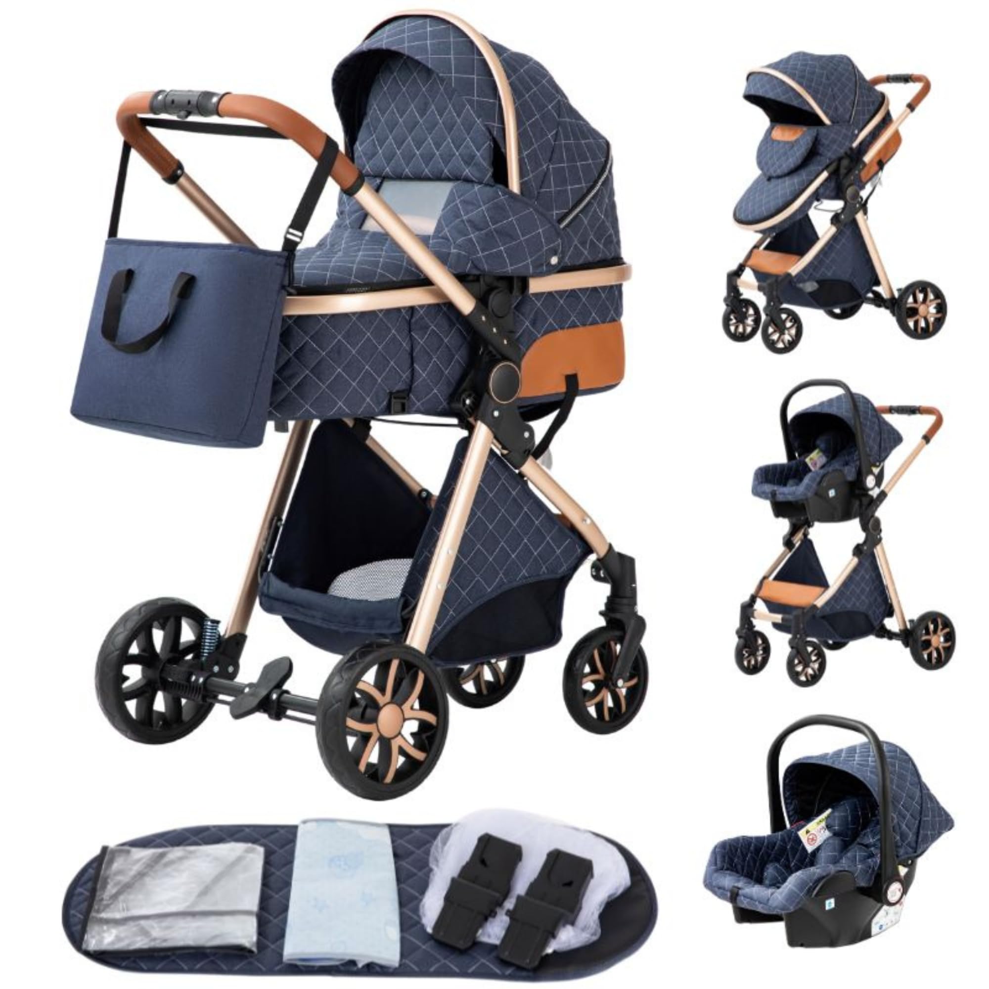 Passeggino 3 In 1 Glokid - Con Navicella, Seggiolino E Ammortizzatori, Fino A 25 Kg