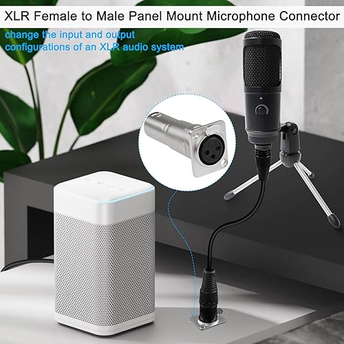 Miniatura 4 de QIANRENON XLR hembra a macho conector de micrófono de montaje en panel 3 pines XLR Jack a enchufe adaptador de montaje acoplador XLR enchufe de