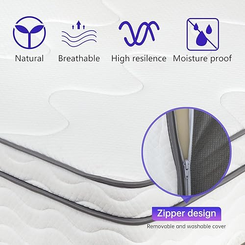 Miniatura 7 de BLKMTY Colchón tamaño Queen de 10 pulgadas, colchón de resortes interiores con colchón de espuma de alta densidad, colchón de resortes individuales,