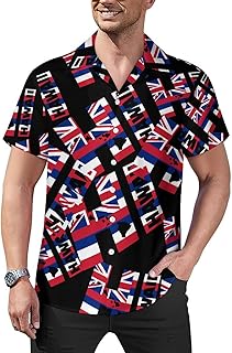 Hawaiian Hi Flag Mens Shirts Hawaiian Short Sleeved Cuban Collar Graphic Tees Tops