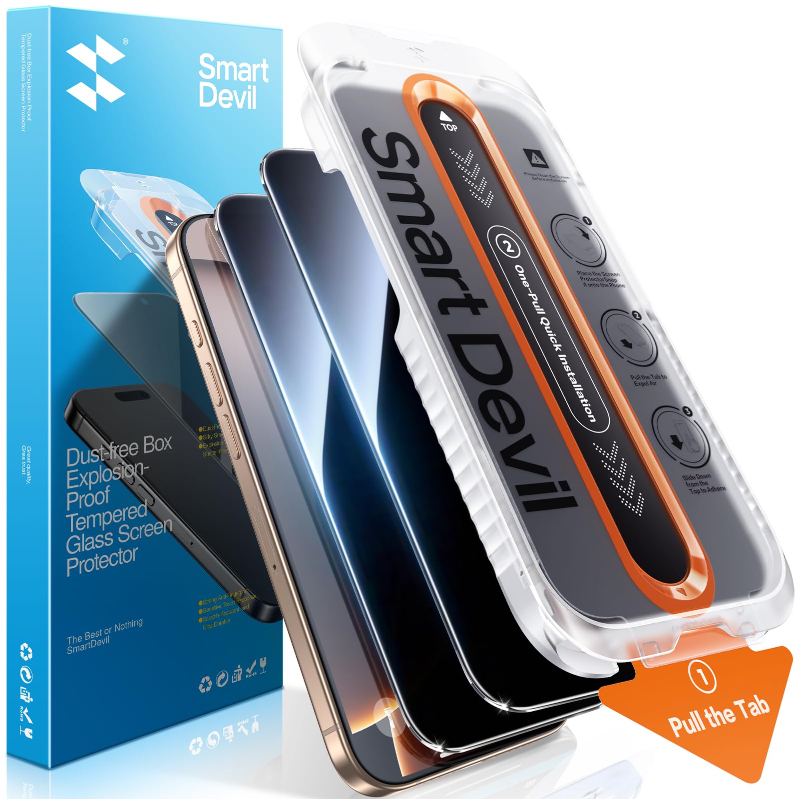 SMARTDEVIL 2 Pack Privacy Screen Protector for iPhone 16 Pro