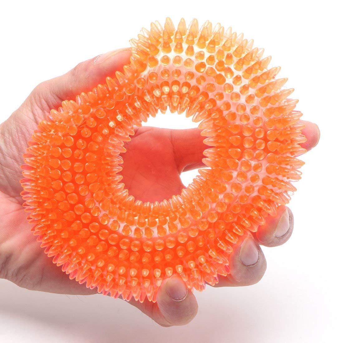Pet Guard Pet Puppy Dog Squeaky Chew Toys for Chewers Dental Teething Cleaning [Non-Toxic Soft Natural Rubber], Cute Crystal Ring Design -4.92 inches (Orange Spike Ring) (B08XLZSKBK) Amazon Price History, Amazon Price Tracker