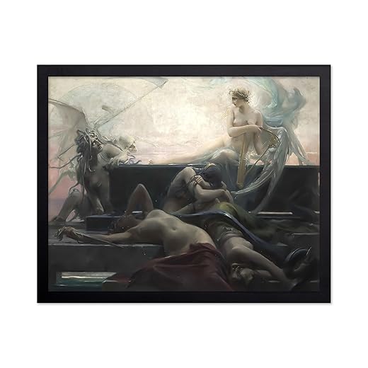 Monem Art Vintage Maximilian Pirner Poster - The End of All Things Print - Medusa Art - Life and Death Art - Angel Art - Mythology Art - Symbolism Art - Living Room Decor - 8x10 Black Framed