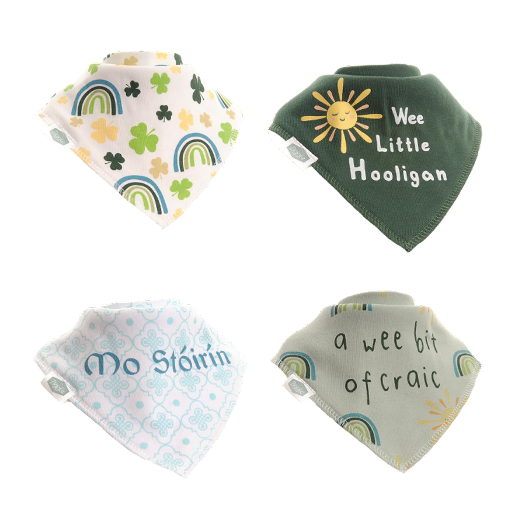 Ziggle Unisex Infant Stóirín Bandana Dribble Bibs - Cotton Front Baby Bibs Newborn To 24 Months - Newborn Baby Gifts - Bibs For Comfortable Kids Country Life Bib Set, Bib Set