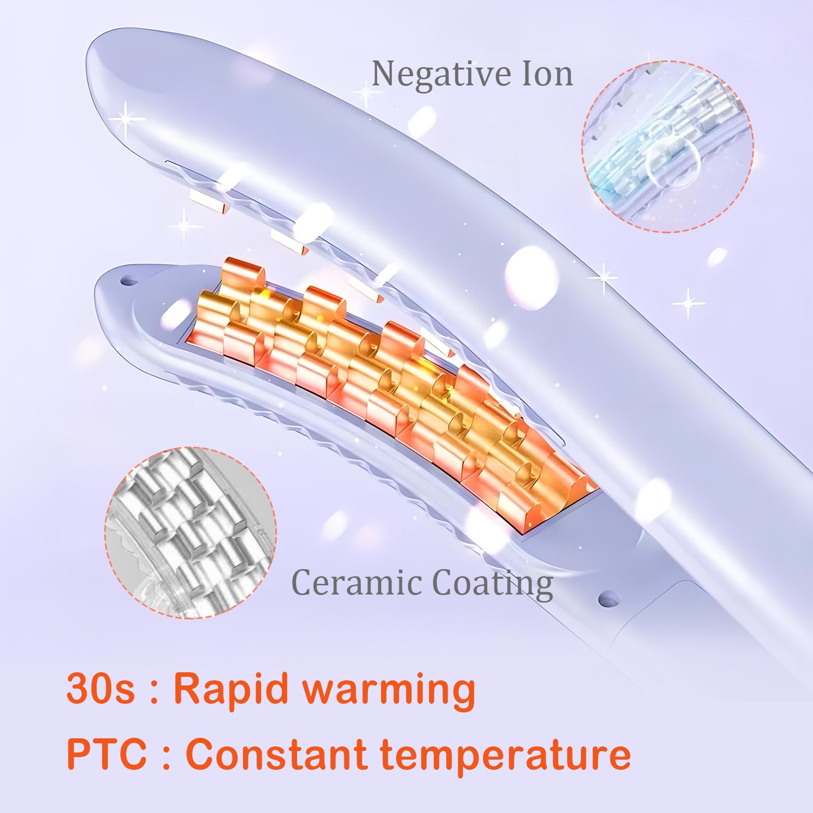 Rizador Y Ondulador De Pelo, Calefacción PTC 30s, Doble Diente Sensor 3D, 3 Temp (160-200°C) + Iones Negativos, Elevador Raíces Voluminizador, Rizo Maíz (Azul)
