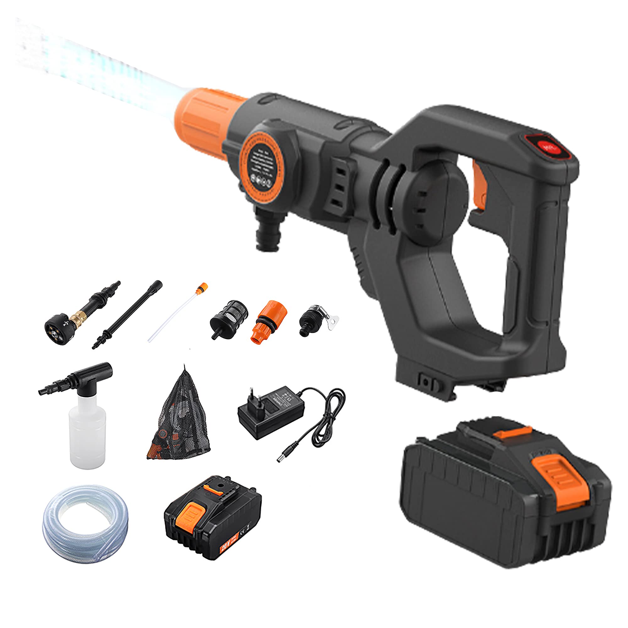 73HA73 Car Washer Gun 200W High Pressure Handheld Auto Powerful Vehicle Cleaner Garden Spray Water Jet Gun Cleaning Tools Portable,1 battery