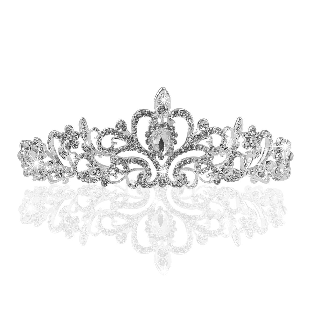 YiYaO Tiara,Diadema de Novia,Tiara Corona de Cristal con Diamantes de imitación Peine para Corona Nupcial Proms de Boda desfiles Princesas Fiesta de cumpleaños
