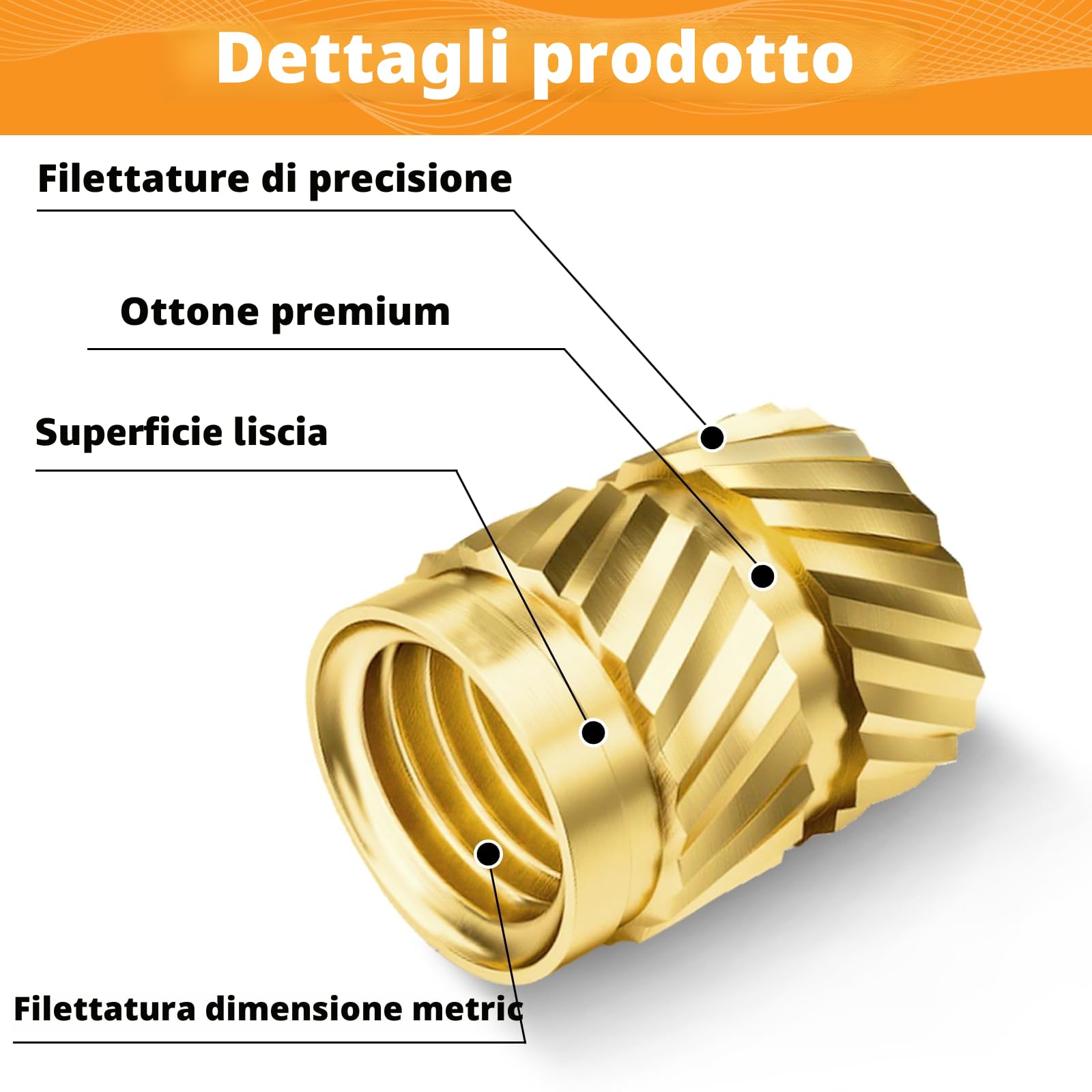 Inserti Filettati a Caldo M2 M3 M4 M5 M6 1/4-20, Dadi in Ottone con Strumento di Inserimento Termico per Stampa 3D