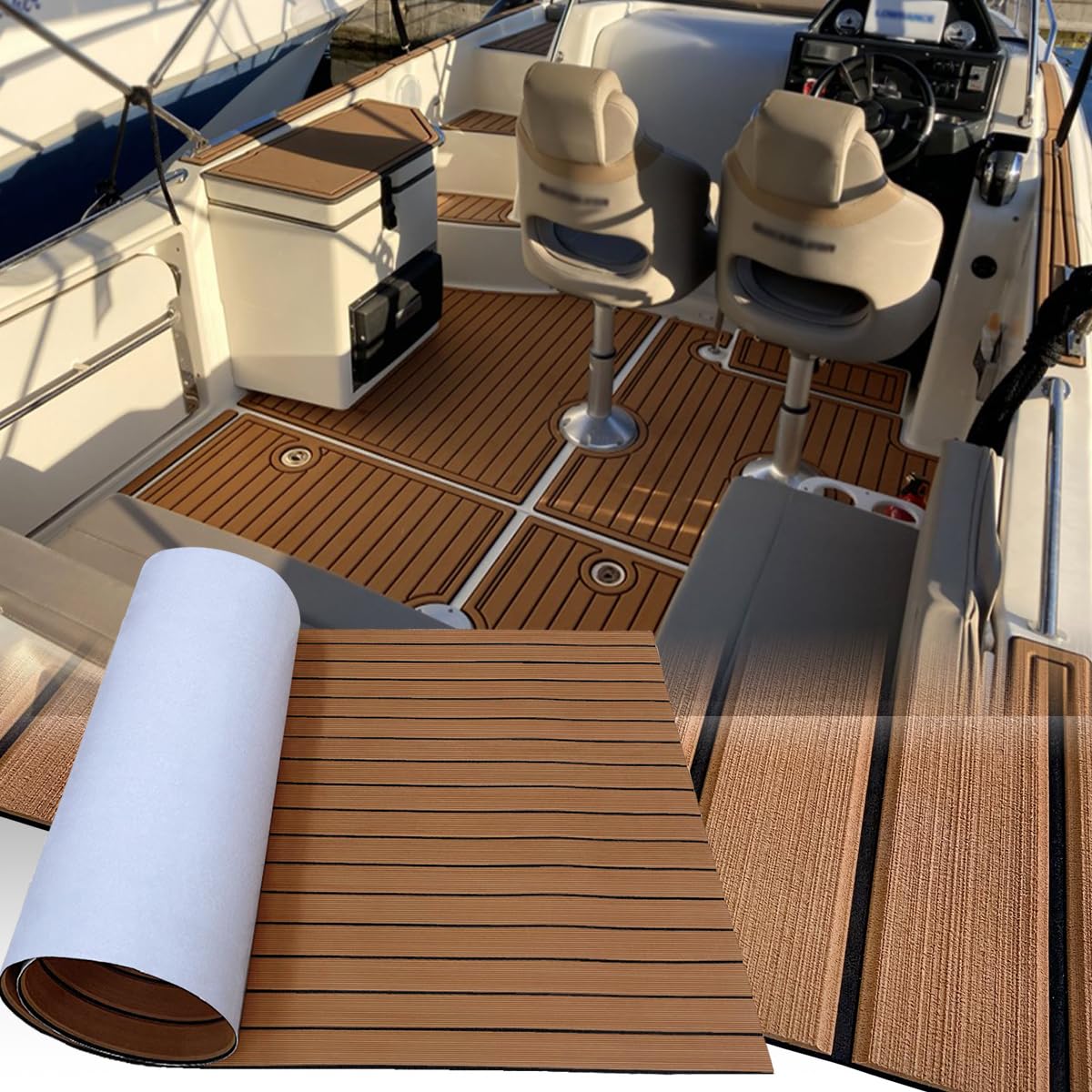 Imitación de Teca Sintetica Barco Espuma EVA Suelo para Barcos 240x112/90/55/41cm Autoadhesiva Estera Antideslizante Alfombras Marino Motora RV Yate Kayak de Pesca Hoja de Cubierta Piscina