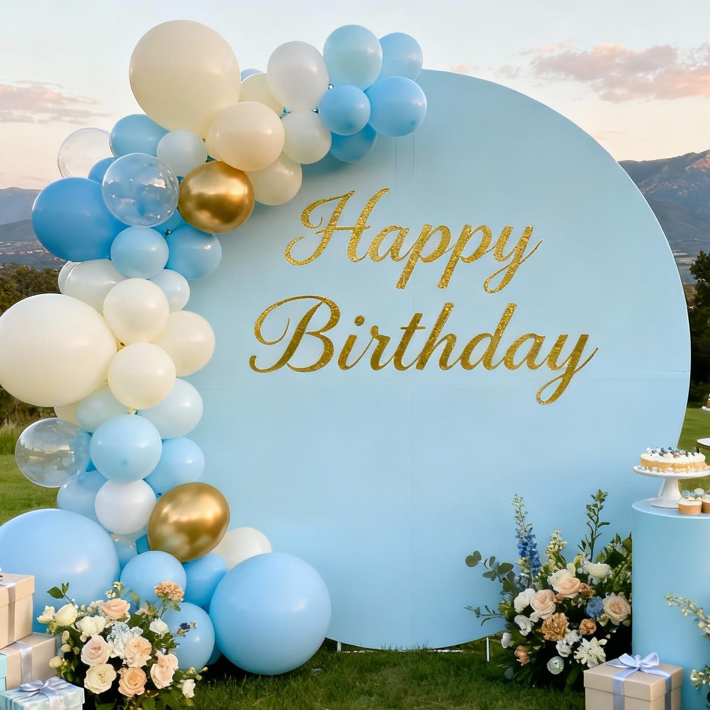 Socomi Round Arch Cover Spandex Fitted Arch Stand Covers Round Balloon Top Chiara for Wedding Birthday Party Baby Shower Ceremony Decoration Blue 6FT