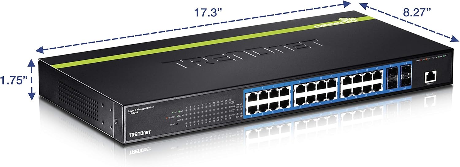 Hot Deals TRENDnet 24-Port Gigabit Layer 2 Switch with 4 Shared Mini-GBIC Slots, 48 Gbps Switching Capacity, SNMP, Lifetime Protection, TL2-G244 Black Friday Clearance TRENDnet 24-Port Gigabit Layer 2 Switch with 4 Shared Mini-GBIC Slots, 48 Gbps Switching Capacity, SNMP, Lifetime Protection, TL2-G244