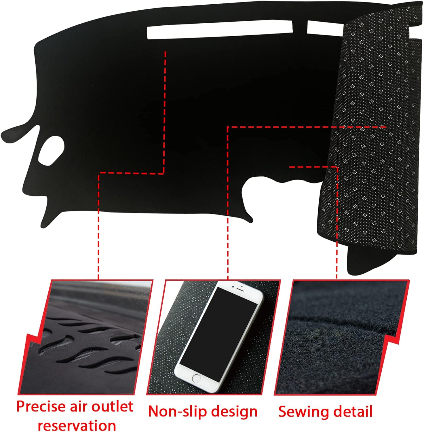 Dashboard Dash Board Cover Mat Pad Carpet Non-Slip Custom Compatible with Nissan Altima 2007-2012 Protector Sunshield (Black Trim)