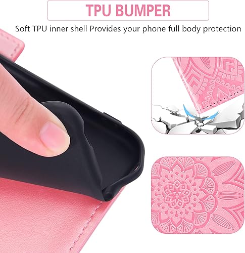 Miniatura 7 de Asuwish Funda de teléfono para Xiaomi Mi A3 con protector de pantalla de vidrio templado y billetera de cuero de flores con tapa para tarjeta de