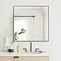 Vista 21 de Espejo de baño plateado de 20 x 36 pulgadas, espejo sin cobre, marco de aleación de aluminio, espejo rectangular montado en la pared, espejo moderno