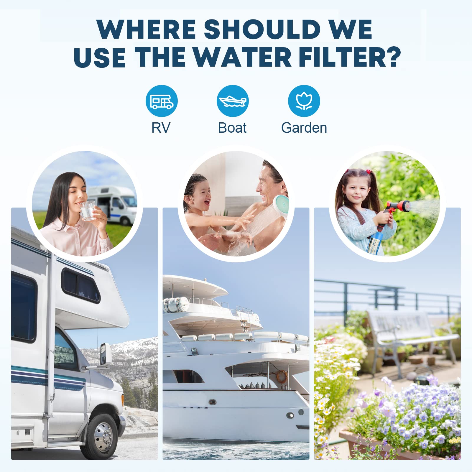 Kohree 35FT RV Water Hose with Storage Bag, 5/8'' Upgraded Drinking Water Hose Leak Free, No Kink and Flexible Garden Hose for RV, Camper, Truck, Car - Blue