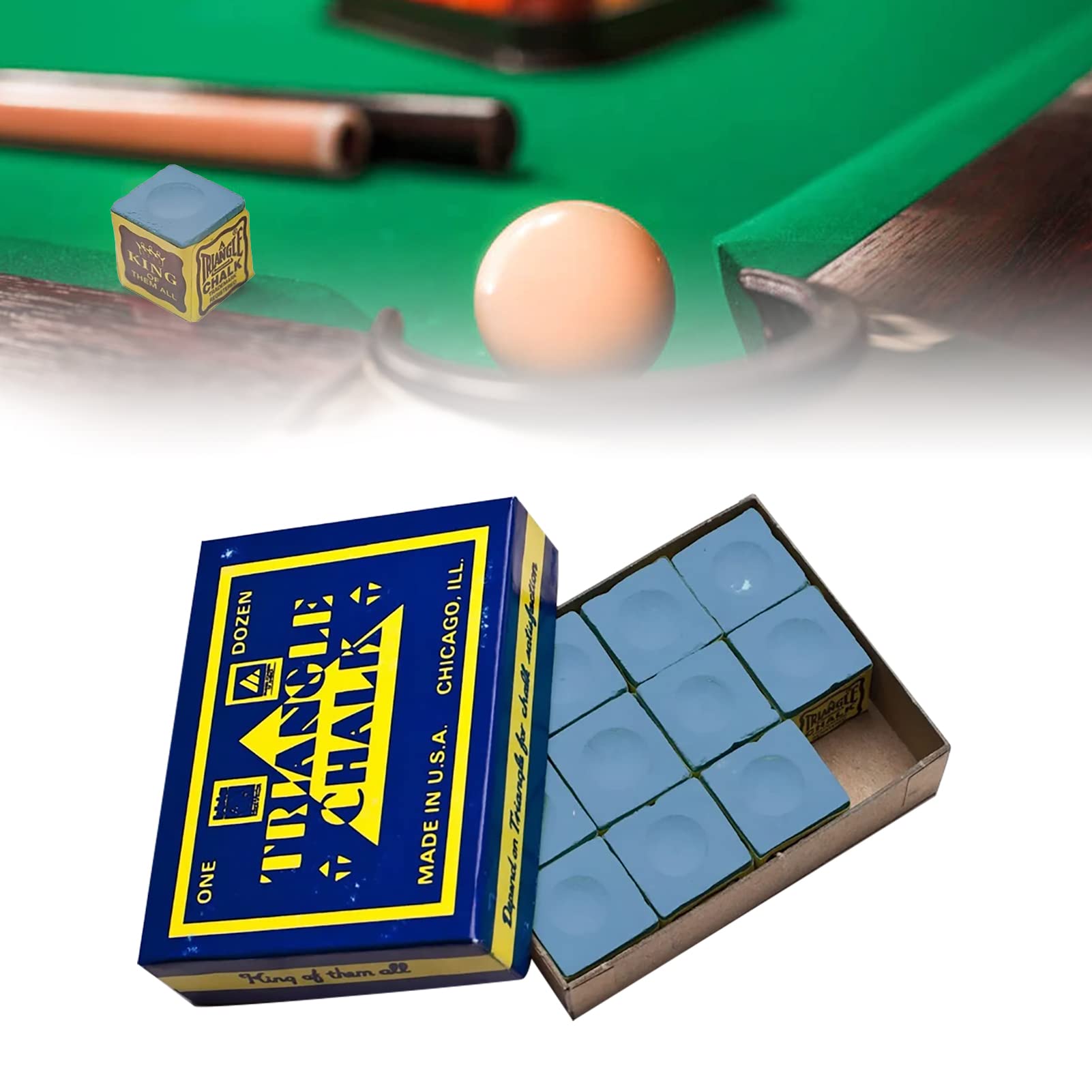 12 Stück Pool Kreidewürfel Blau | Rutschfeste Billardkreide | Professionelle Queue-Spitzen Kreide