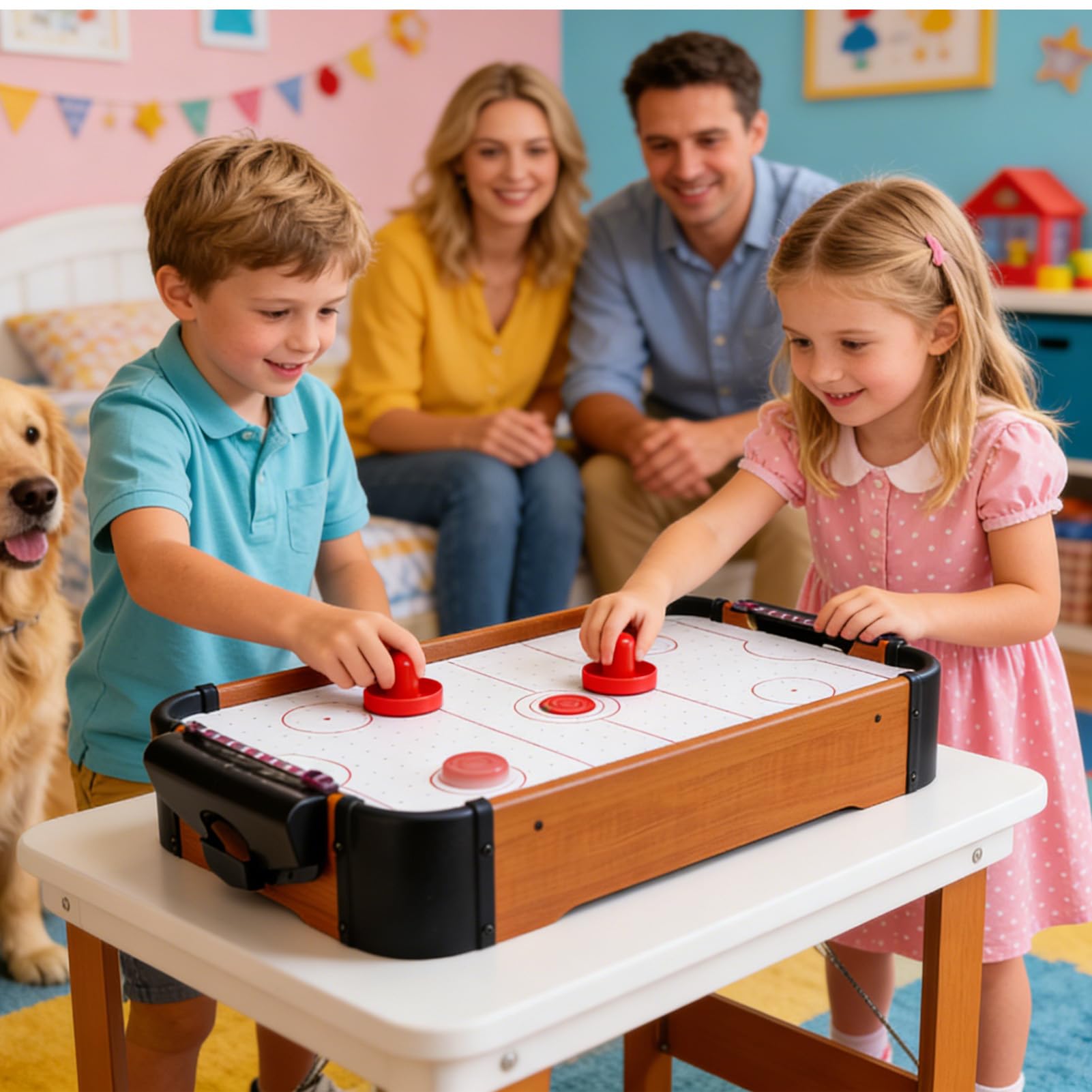 Stół Do Gry W Air Hockey Drewniana Interaktywna Zabawka Dla Dwu Osób I Do