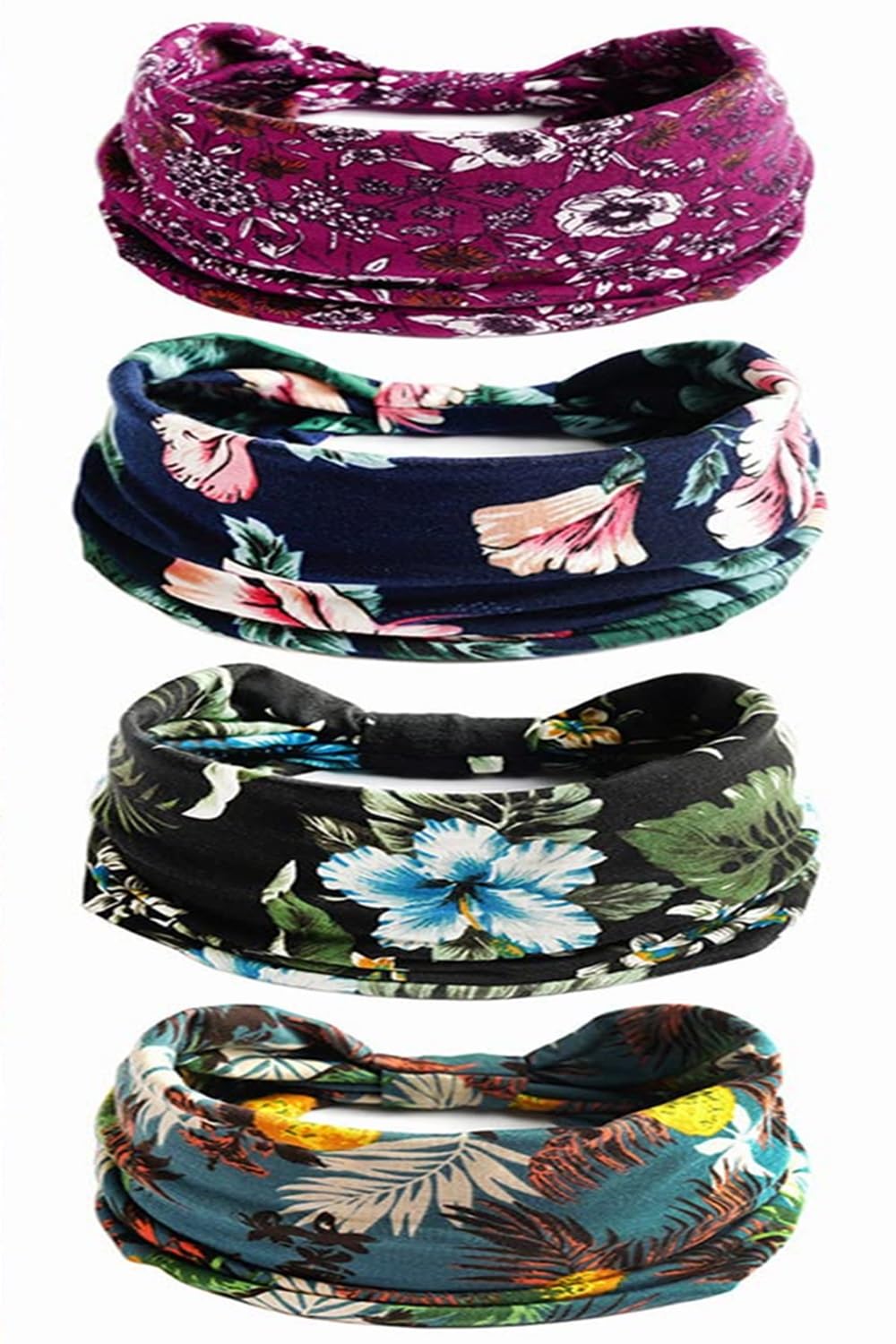 AYUOTOQi 4Pcs Premium Strapless Headband for Men & Women, Anti Slip Breathable Sports Sweatband for Workout Gym, Yoga, Running, Lightweight Multipurpose Reversible Elastic Headbands-image-7