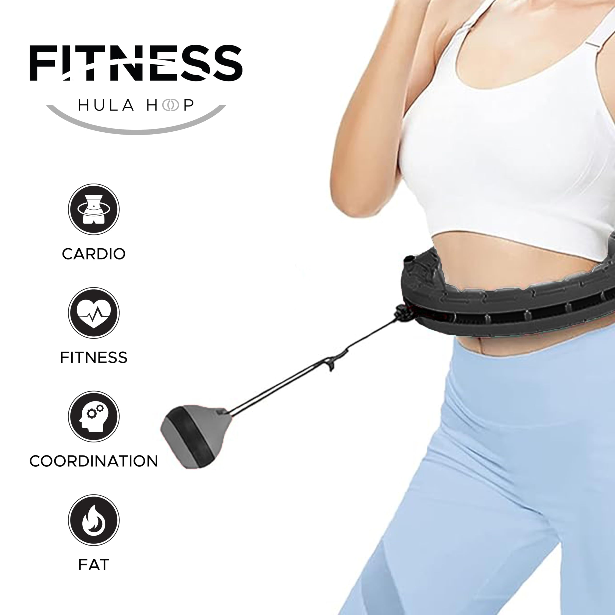 Hula Hoop Con Peso Ajustable - 24 Nudos Desmontables, Máximo 112 Cm, Incluye Bolsa, Para Adelgazar Y Fitness