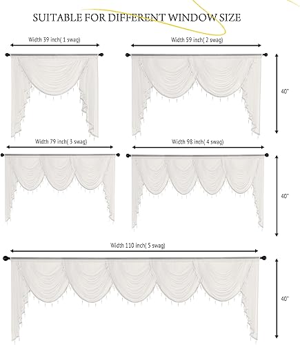Miniatura 9 de NICETOWN 2 paneles de cortinas transparentes con ojales de 37 x 84 pulgadas, con 1 bolsillo para barra de cortina de 59 x 40 pulgadas, cenefa