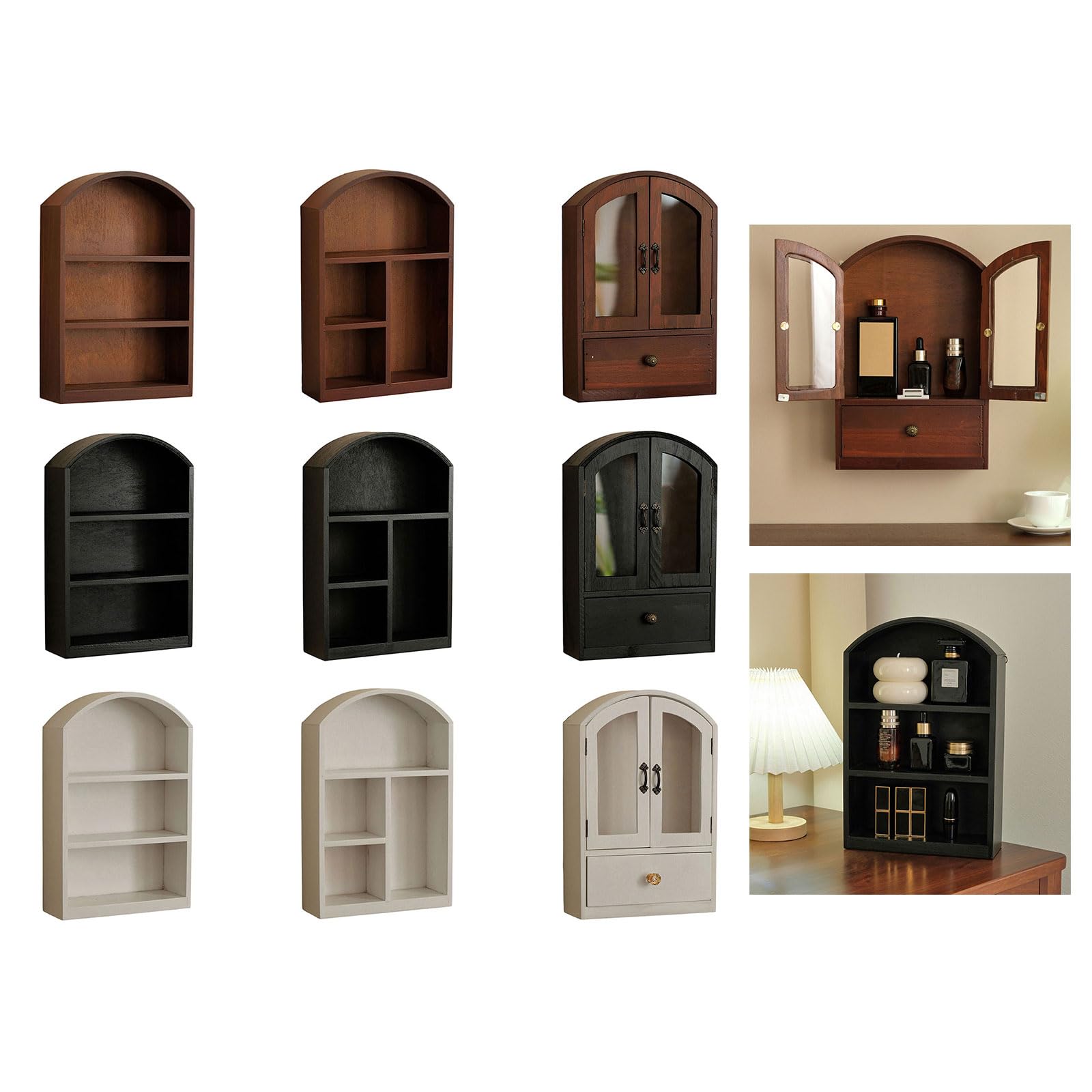 Organizador de almacenamiento de escritorio compacto de madera de cristal, para suministros de cosméticos, suministros de oficina, diseño eficiente para ahorrar espacio, organizador de