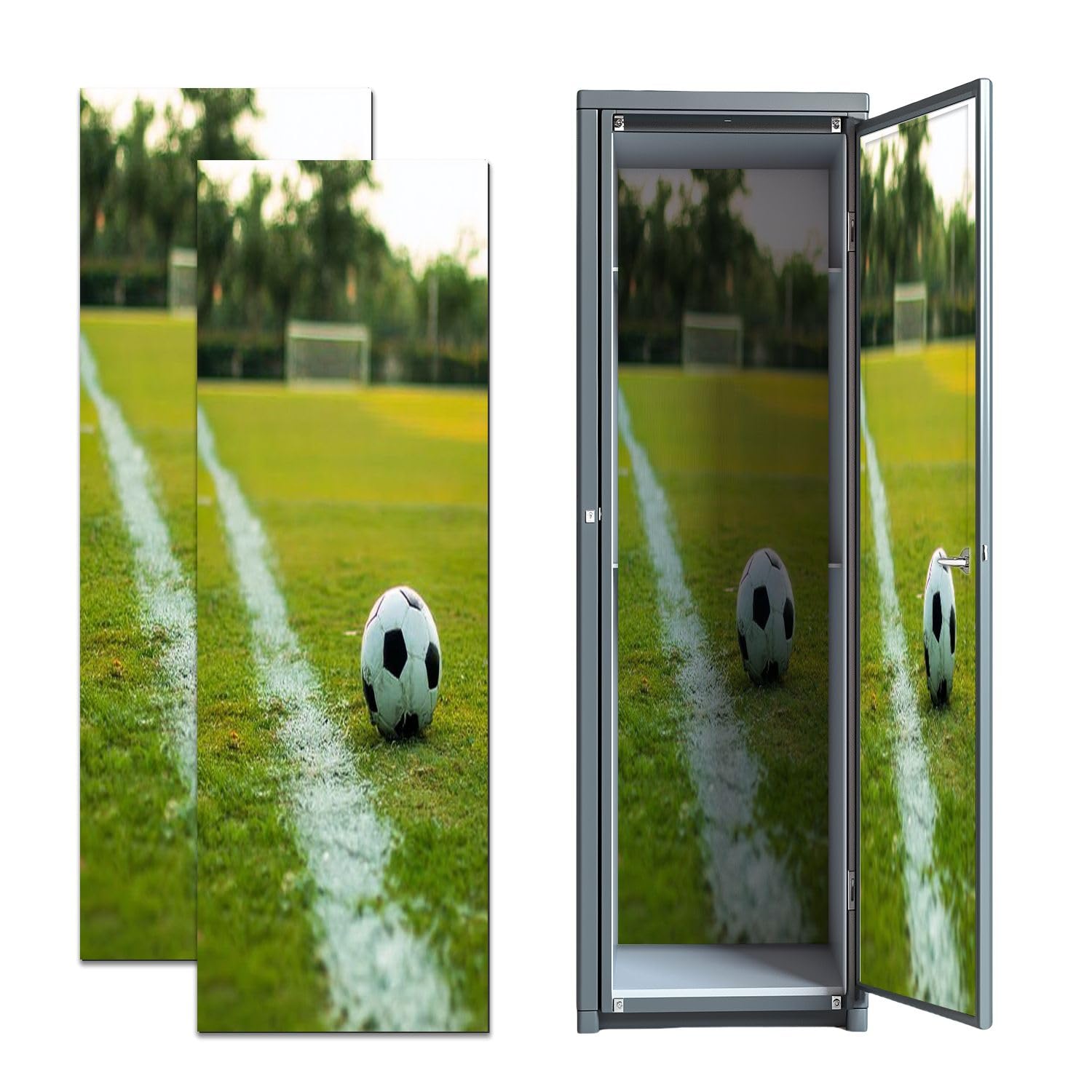 2 Pcs School Locker Magnetic Wallpaper Soccer 12" x 36" Wall Magnetic Sticker Removable Locker Accessories Decor for School University