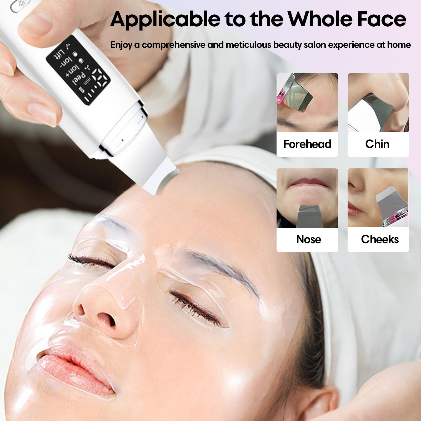 Peeling Ultrasónico Facial, Limpiador Ultrasonidos Facial, 4 Modos e Intensidad Ajustable, Extractores de puntos negros, Skin Scrubber Removedor de Puntos Negros para Dispositivo de Belleza