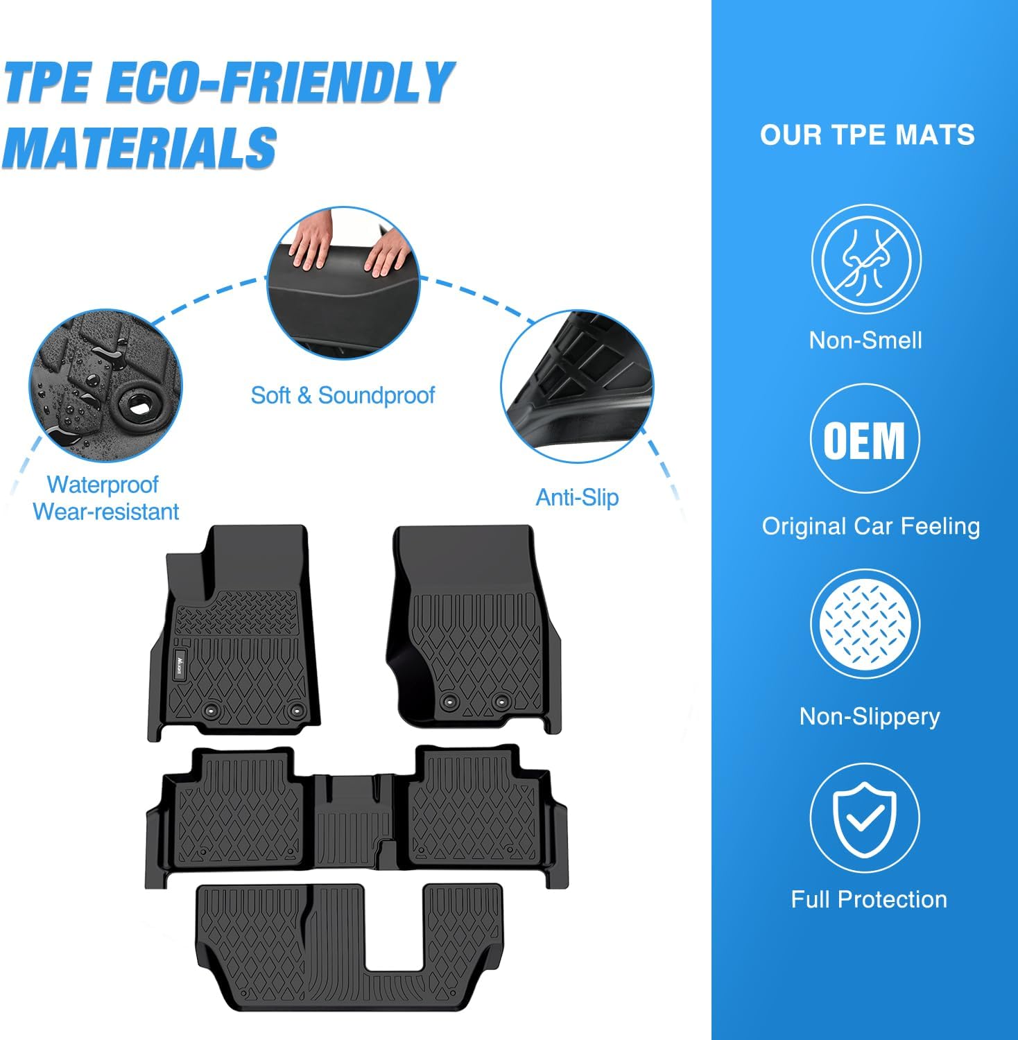 Nilight TPE Floor Mats for Jeep Grand Cherokee L 7-Passenger 2021 2022 2023 2024 2025 2026,All Weather Custom Fit Heavy Duty Floor Liners - Image 3