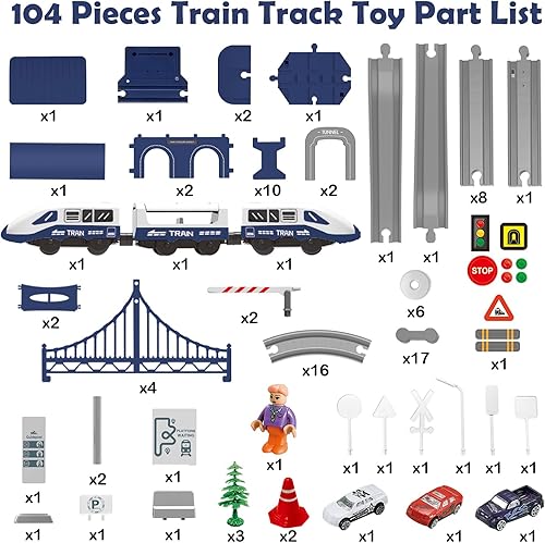 Vista 31 de Juegos de trenes para niños pequeños, 66 piezas de juguete de trenes con pilas y pistas (conexión magnética), compatible con Thomas, Brio, regalos
