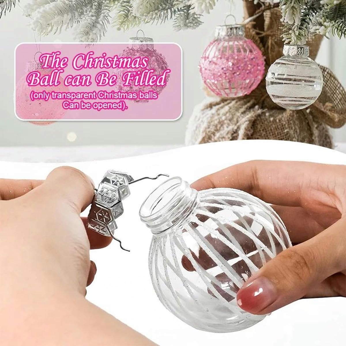 25/65 Bolas de Navidad Rosadas para decoración de árbol de Navidad, esferas pintadas, Adornos de Bolas Colgantes para el hogar, Vacaciones, 65 Piezas, 05 a 2.4 in