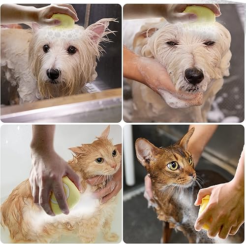 Miniatura 3 de Cepillo de baño para perros, cepillo de masaje para mascotas, dispensador de champú, cepillo de silicona suave, cerdas de goma para perros y gatos
