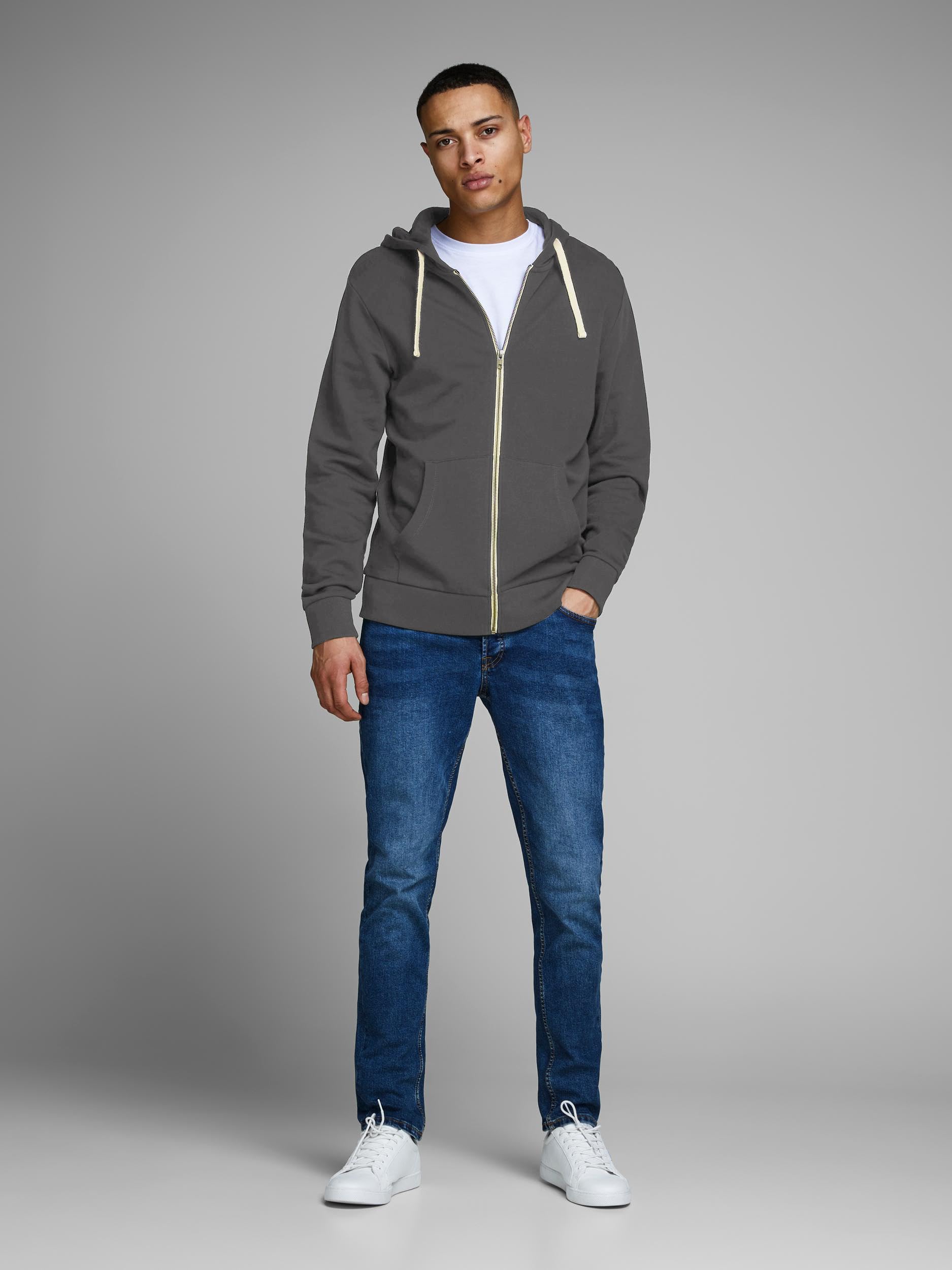 JACK & JONES Jjeholmen Sweat Zip Hood Plus Noos Sudadera para Hombre