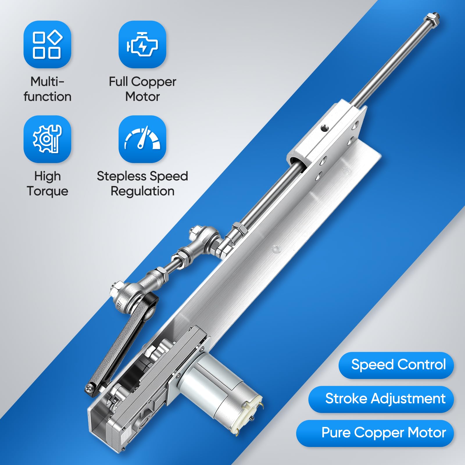 Linearantrieb,DC 12V Hub 5-10cm Linearantrieb mit Kupfermotor,Linearantrieb 12V Aluminiumgehäuse mit robuster Kolbenstange,Elektrischer Stellantrieb für Massage,Babywiege und Haushaltskleingeräte