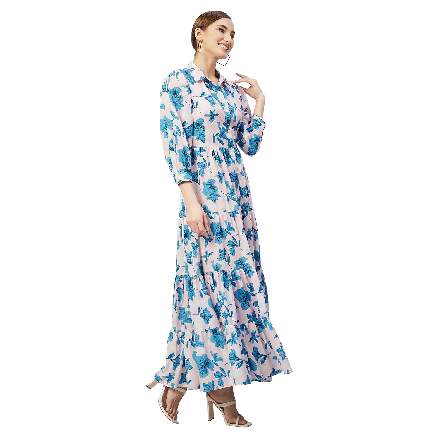 Rare Women's Crepe Fit And Flare Maxi Dress (Ep7509_Peach_Xl)