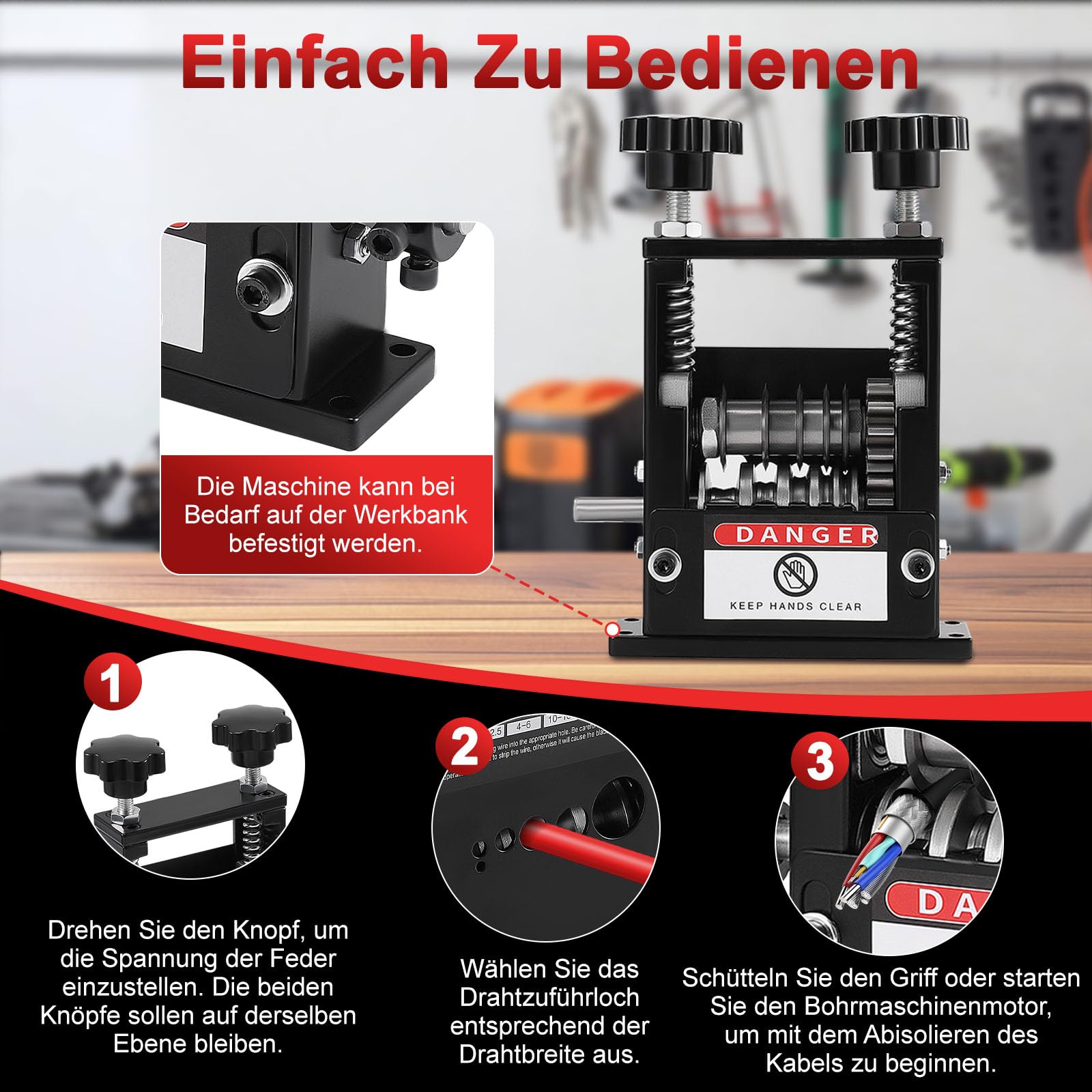Kabel Abisolierer, 6 Löcher Abisolierzange 3-17mm Automatisch Kabel Abisolierwerkzeug Manuell Elektrisch 2 Modi Kabelabisoliermaschine Abisoliermaschine 5 Drähte Gleichzeitig Abisolieren