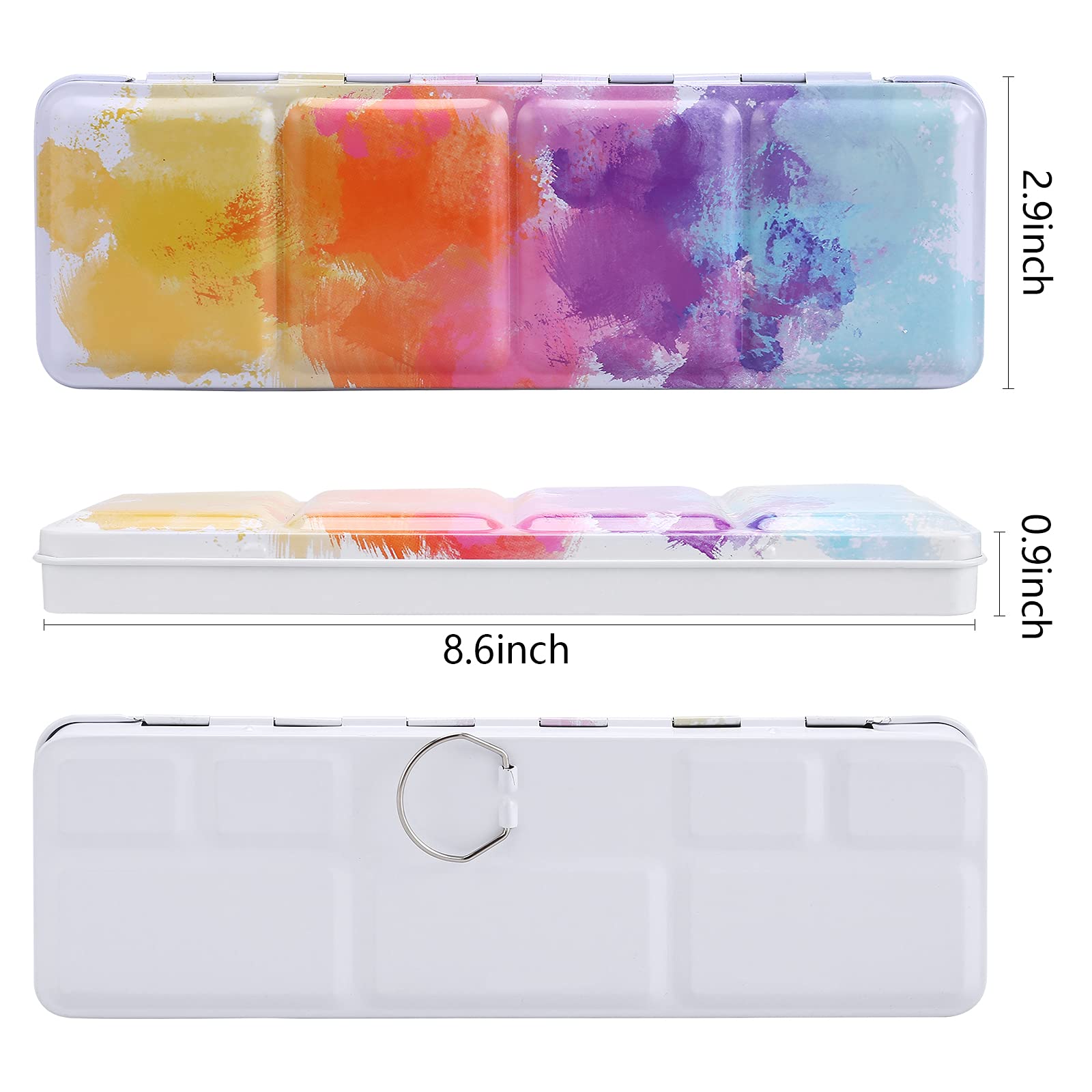 MyArTool Tavolozza Vuota Per Acquerelli Con 12 Vaschette - Scatola In Metallo Colorata Per Pittura Fai-da-Te, Ideale Per Viaggi E Artisti