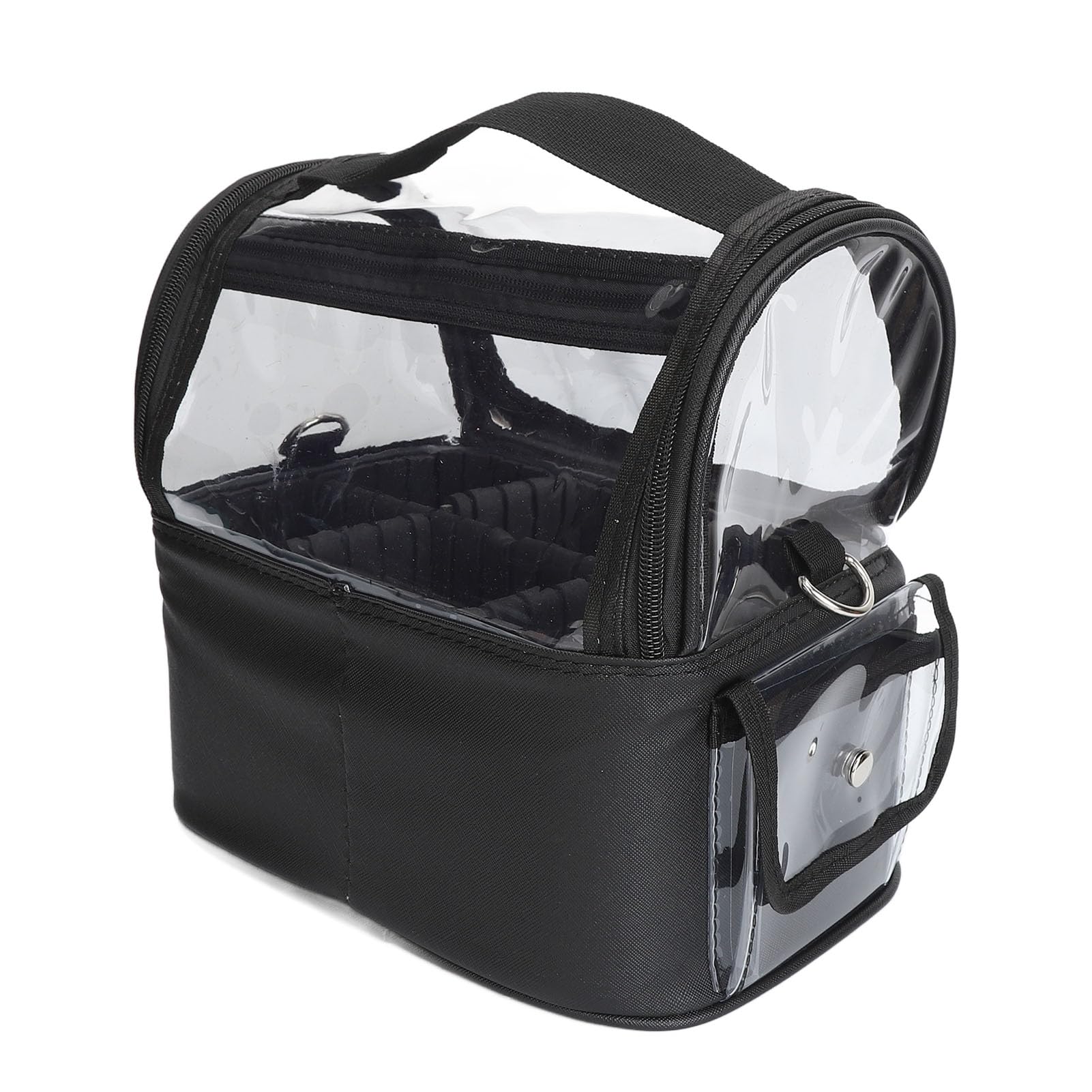 Borsa portaoggetti per attrezzi parrucchiere Finestra visiva trasparente Custodia organizer in materiale PS di grande capacità Tasche esterne Custodia trasporto per parrucchiere