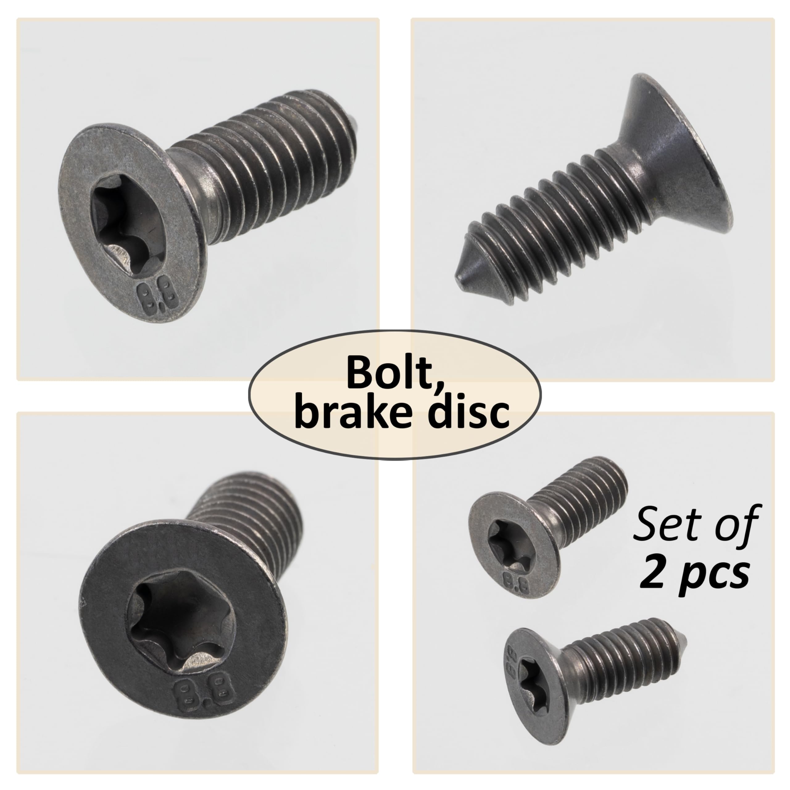 Set Di 2 Viti Per Disco Freno M8x1.25 - Compatibili Con Fiat, Ford E Altri Modelli