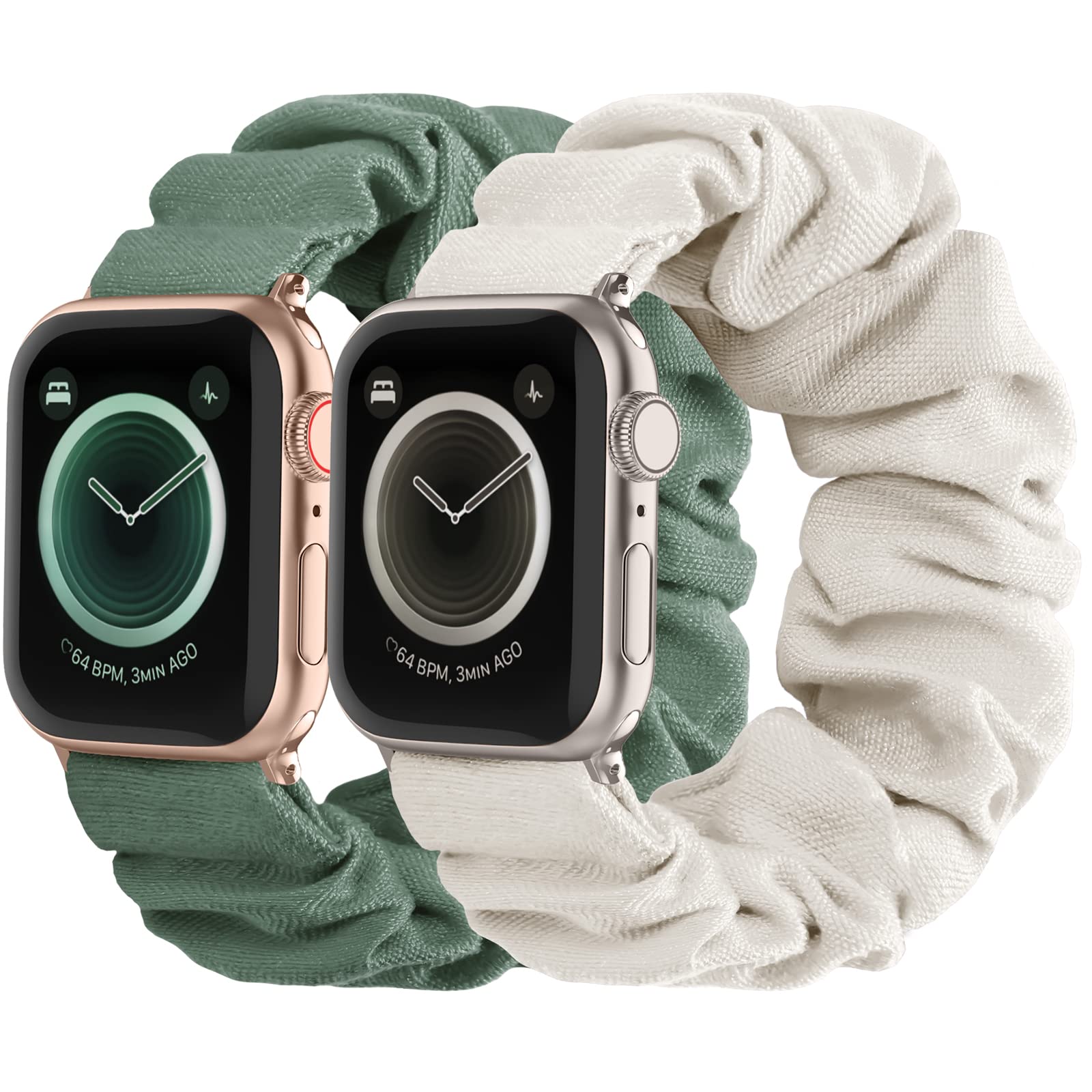 Compatible with Scrunchies Apple Watch Bands 38mm 40mm 41mm 42mm 44mm 45mm, Women Cloth Pattern Printed Fabric Wristbands Straps Elastic Scrunchy Band for iWatch Series 7 6 5 4 3 2 1 SE