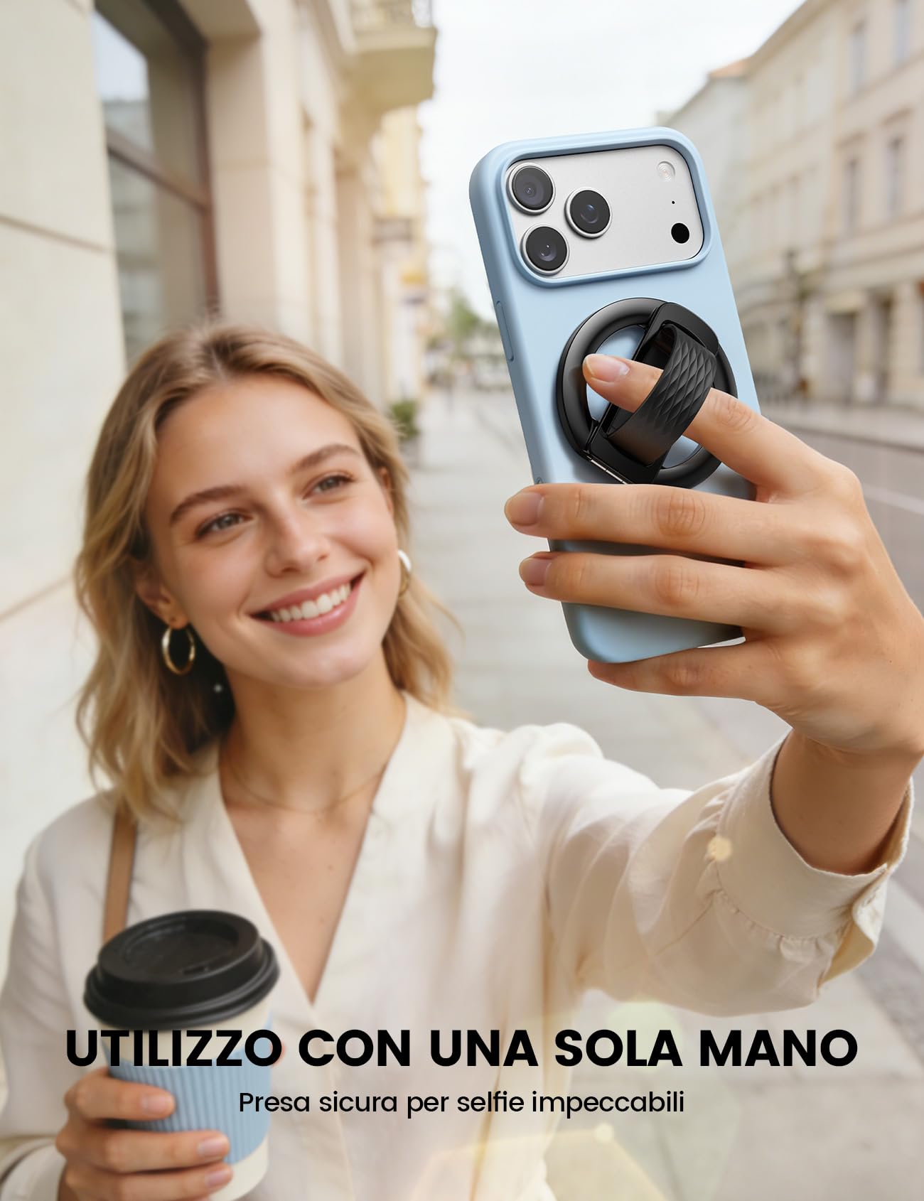 Lamicall Supporto Anello Cellulare per MagSafe - [Impugnatura Silicone Morbido] Anello Supporto Telefono, Portacellulare Magnetico, con Anello Metallico, per iPhone 16/15/14/13/12/11 Pro Max, Android