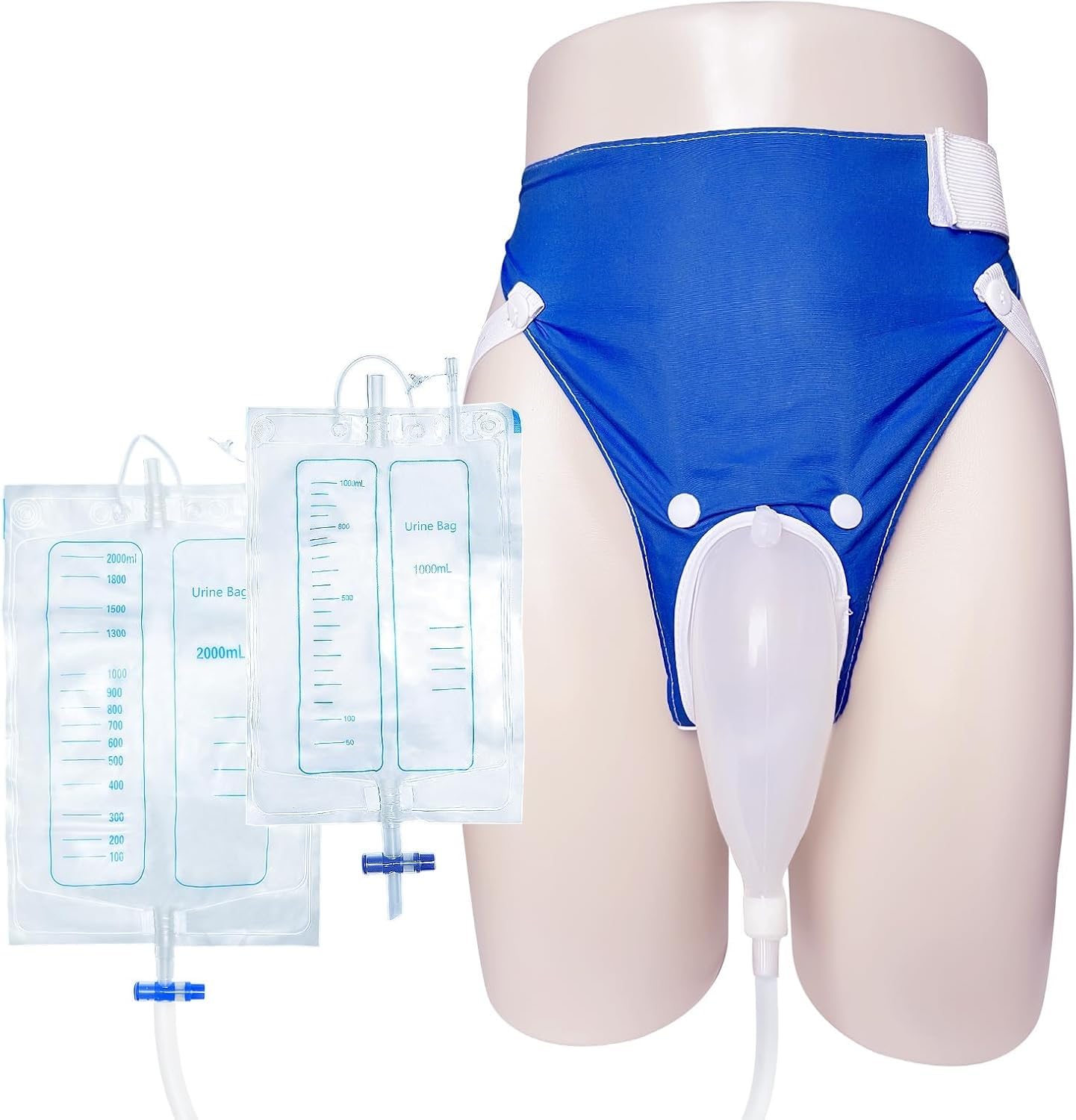 1Pack, Silicone Wearable Urine Collector Set with Breathable Fixed Pants, 1.2M Catheter, Urinary Drainage Bags (1000ml, 2000ml) for Day and Night Use for Unisex.-image-47