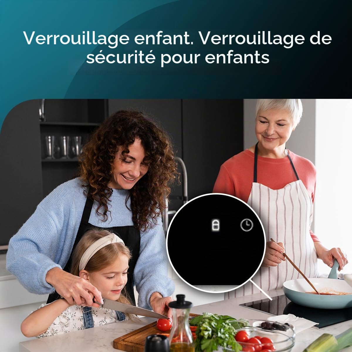 Cecotec Plaque à Induction 2 Feux Bolero Squad I 2100, 3500W | 9 Niveaux de Puissance, Puissance Maximale de 3500 W, Contrôle Tactile, Sécurité Enfants, Minuterie Intégrée, Foyer de 16 cm