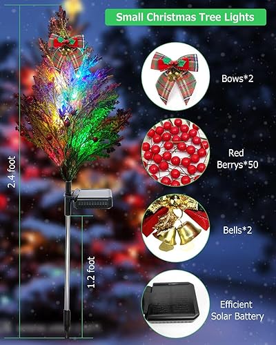 Miniatura 2 de Luces solares para árbol de Navidad para decoración de jardín al aire libre, luces LED solares de camino de 2.4 pies, luces solares parpadeantes